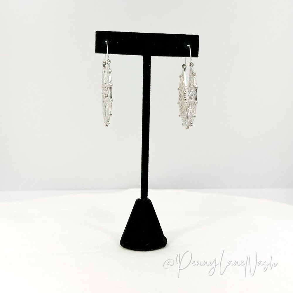Vintage Silver Compass Sun Hoop Earrings - Picture 3 of 8